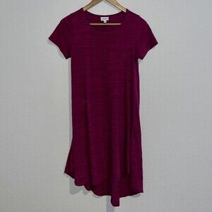 LuLaRoe XXS heathered magenta Carly Dress high low hem short sleeve lagan look